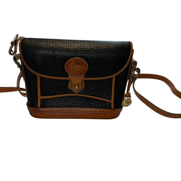 Dooney & Bourke Pebble Leather Black Tan Adjustable Shoulder Strap Crossbody Bag - Picture 10 of 11